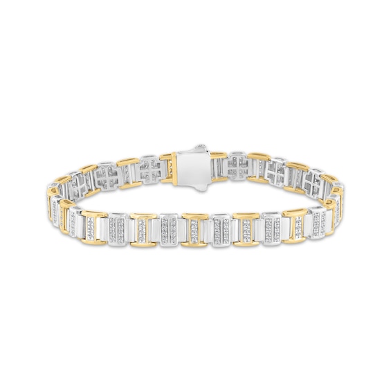 KAY Lab-Grown Diamonds Men's Bracelet 1-1/2 ct tw Sterling Silver & 10K Yellow Gold 8.5"