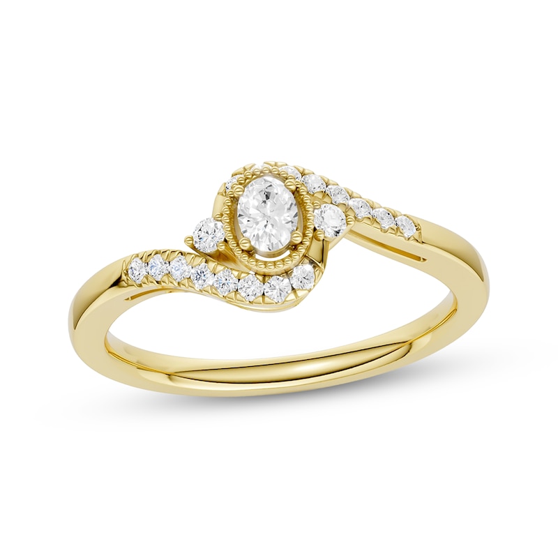 Main Image 1 of KAY Lab-Grown Diamonds Oval-Cut Bypass Promise Ring 1/5 ct tw 10K Yellow Gold