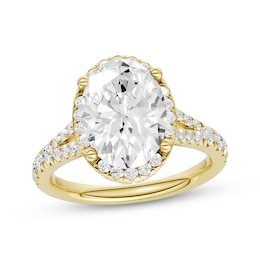 KAY Signature Collection Certified Oval-Cut Lab-Grown Diamond Hidden Halo Engagement Ring 4-3/4 ct tw 14K Yellow Gold