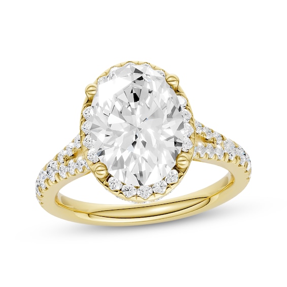 KAY Signature Collection Certified Oval-Cut Lab-Grown Diamond Hidden Halo Engagement Ring 4-3/4 ct tw 14K Yellow Gold