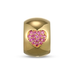 STUDIO BY KAY Pink Lab-Created Sapphire Heart Rondelle Charm 24K Yellow Gold Vermeil Sterling Silver