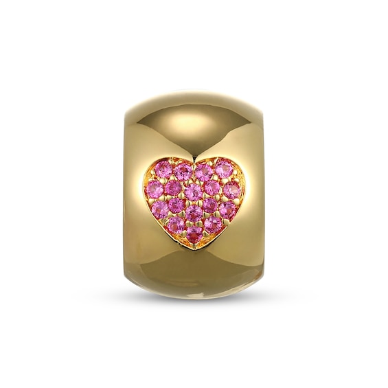 STUDIO BY KAY Pink Lab-Created Sapphire Heart Rondelle Charm 24K Yellow Gold Vermeil Sterling Silver