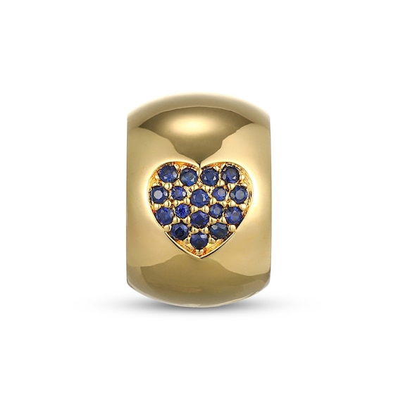 STUDIO BY KAY Blue Lab-Created Sapphire Heart Rondelle Charm 24K Yellow Gold Vermeil Sterling Silver