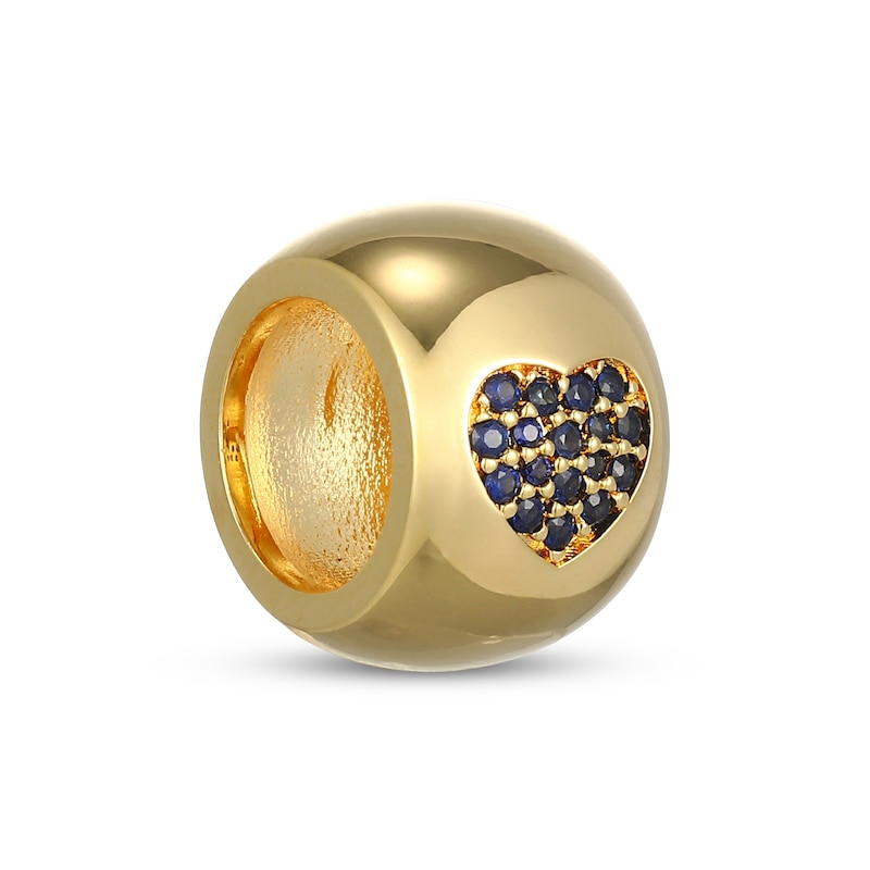 Main Image 2 of STUDIO BY KAY Blue Lab-Created Sapphire Heart Rondelle Charm 24K Yellow Gold Vermeil Sterling Silver