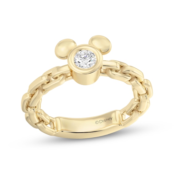 Disney Treasures Mickey Lab-Grown Diamond Solitaire Ring 1/4 ct tw 24K Yellow Gold Vermeil Sterling Silver