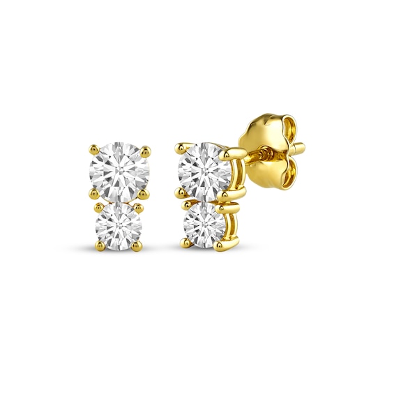KAY Lab-Grown Diamonds Two-Stone Stacked Stud Earrings 1 ct tw 24K Yellow Gold Vermeil Sterling Silver