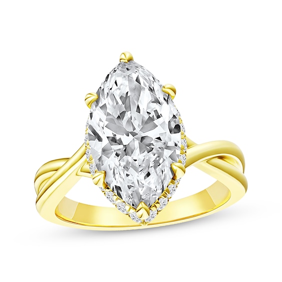 Now & Forever Lab-Grown Diamonds Certified Marquise-Cut Hidden Halo Engagement Ring 4-1/4 ct tw 14K Yellow Gold