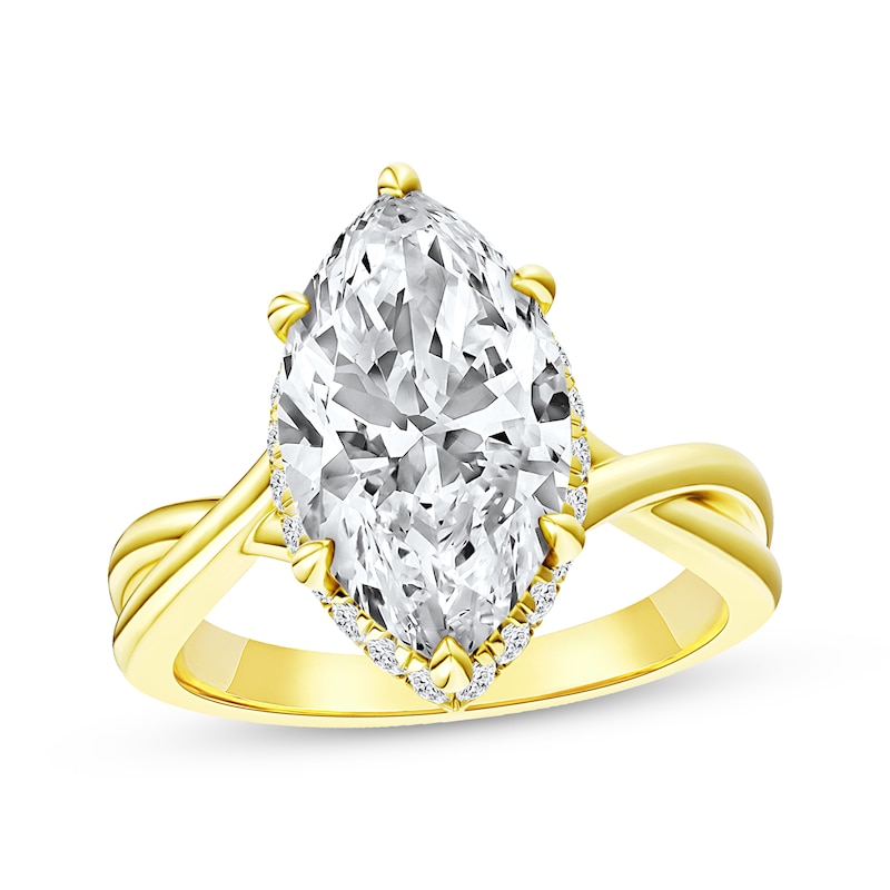 Main Image 1 of Now & Forever Lab-Grown Diamonds Certified Marquise-Cut Hidden Halo Engagement Ring 4-1/4 ct tw 14K Yellow Gold