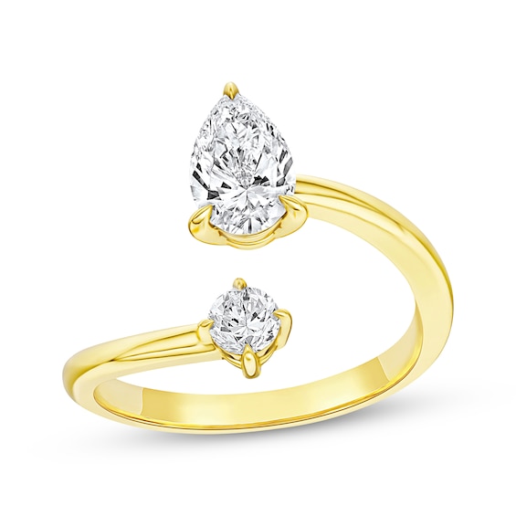 KAY Lab-Grown Diamonds Pear-Shaped & Round-Cut Open Bypass Ring 3/4 ct tw 10K Yellow Gold