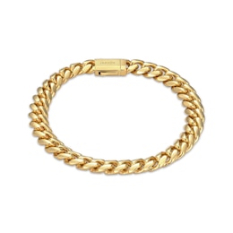 JAXXON Men's Collection 7mm Cuban Curb Chain Bracelet Yellow Ion-Plated Solid Stainless Steel 8"