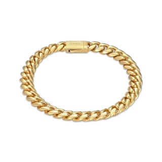 JAXXON Men's Collection 7mm Cuban Curb Chain Bracelet Yellow Ion-Plated Solid Stainless Steel 8"