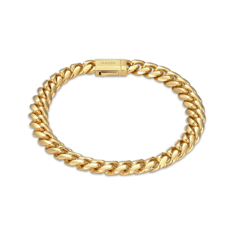 Main Image 1 of JAXXON Men's Collection 7mm Cuban Curb Chain Bracelet Yellow Ion-Plated Solid Stainless Steel 8"