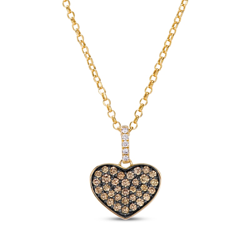 Main Image 1 of Le Vian Diamond Heart Necklace 3/8 ct tw 14K Honey Gold 19"