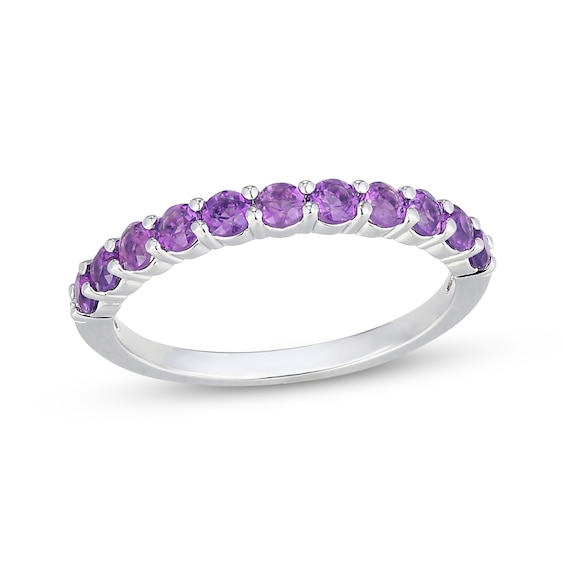 Natural Amethyst Stackable Ring Sterling Silver