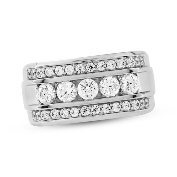 KAY Lab-Grown Diamonds Men's Three-Row Ring 1-1/2 ct tw 10K White Gold
