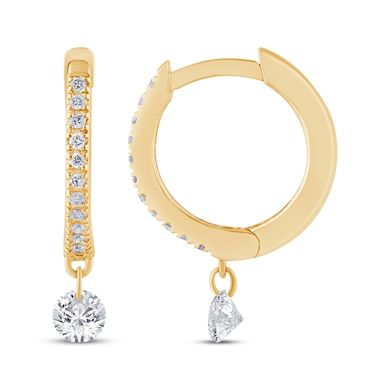 KAY Lab-Grown Diamonds Huggie Hoop Drop Earrings 1/4 ct tw 10K Yellow Gold