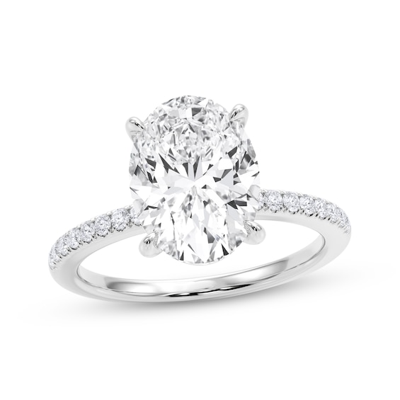 Now + Forever Lab-Grown Diamonds Certified Oval-Cut Engagement Ring 3-1/5 ct tw 14K White Gold