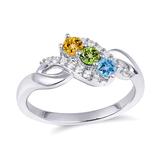 Mother's Family Birthstone Swirl Ring (1-4 Stones)