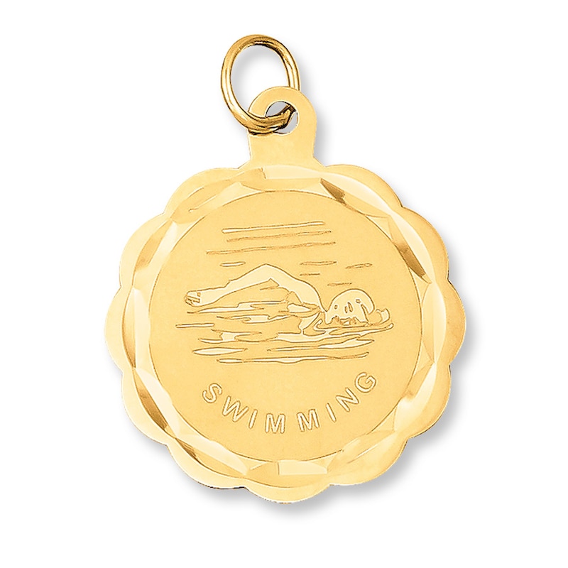 Main Image 1 of Swimming Disc Charm 14K Yellow Gold