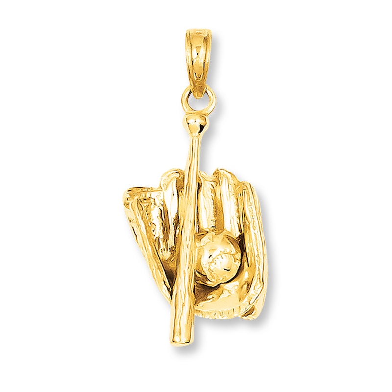 Main Image 1 of 3D Baseball Charm 14K Yellow Gold