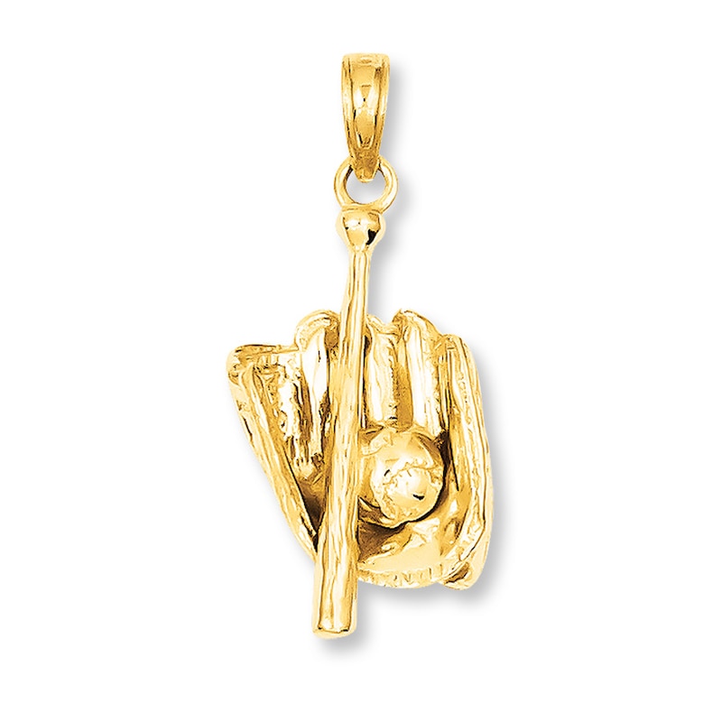 3D Baseball Charm 14K Yellow Gold