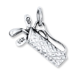 Golf Bag with Clubs Charm 14K White Gold