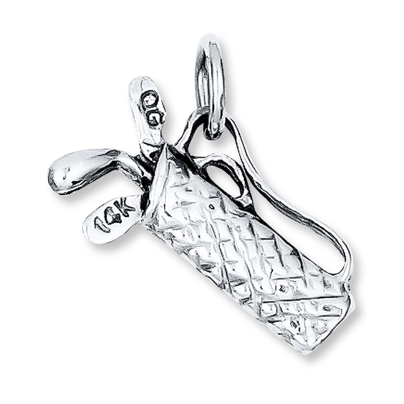 Main Image 1 of Golf Bag with Clubs Charm 14K White Gold
