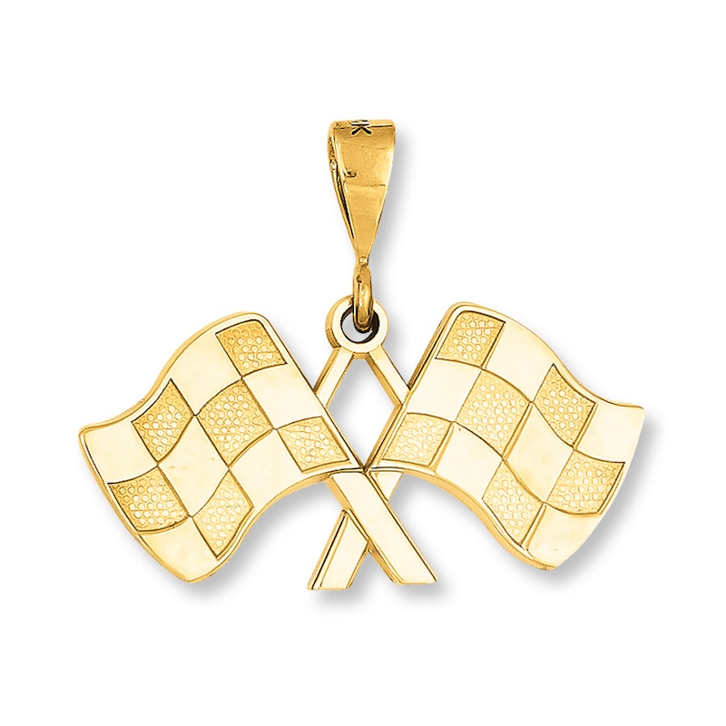 Main Image 1 of Racing Flags Charm 14K Yellow Gold
