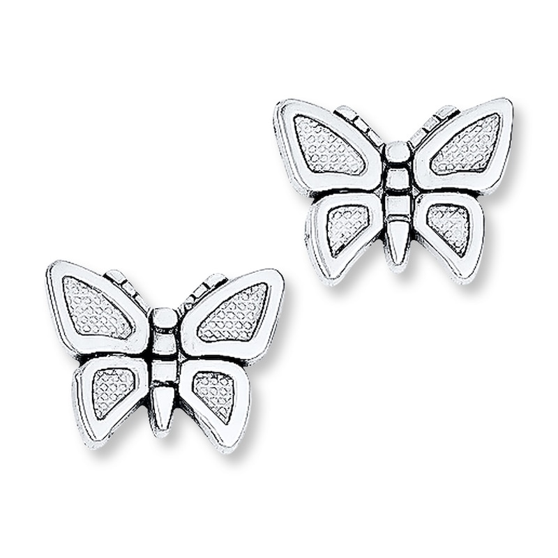 Main Image 1 of Butterfly Earrings 14K White Gold