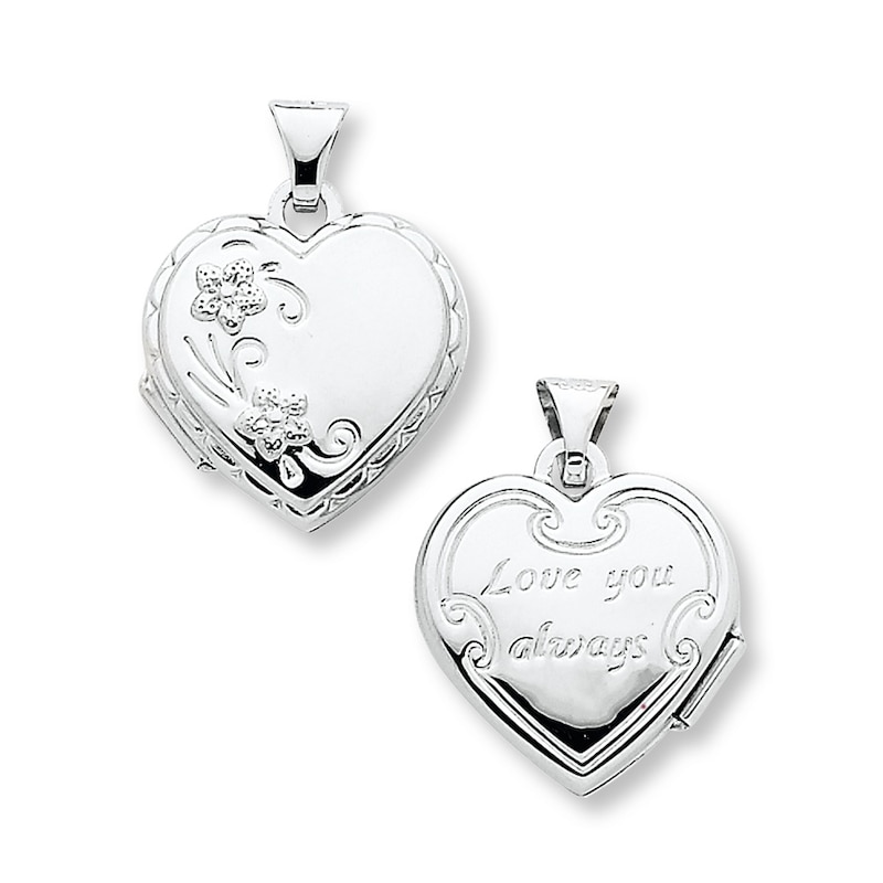 Main Image 1 of Reversible Heart Locket 14K White Gold