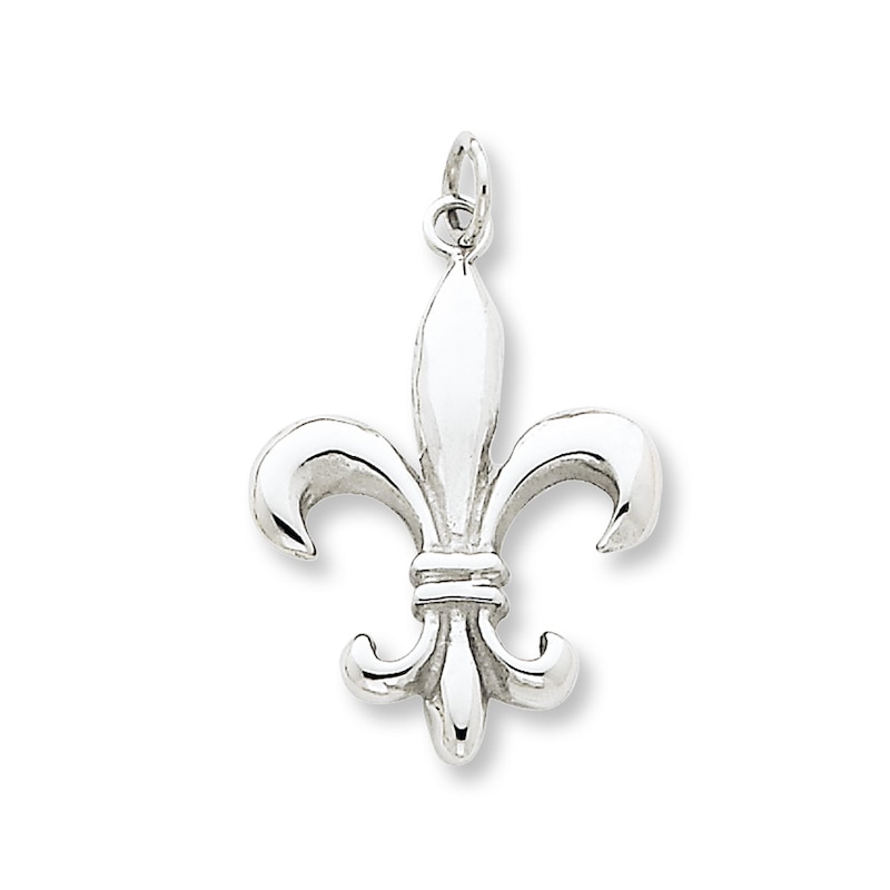 Main Image 1 of Fleur-de-Lis Charm 14K White Gold