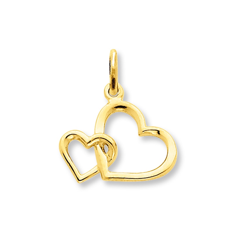 Double Heart Charm 14K Yellow Gold