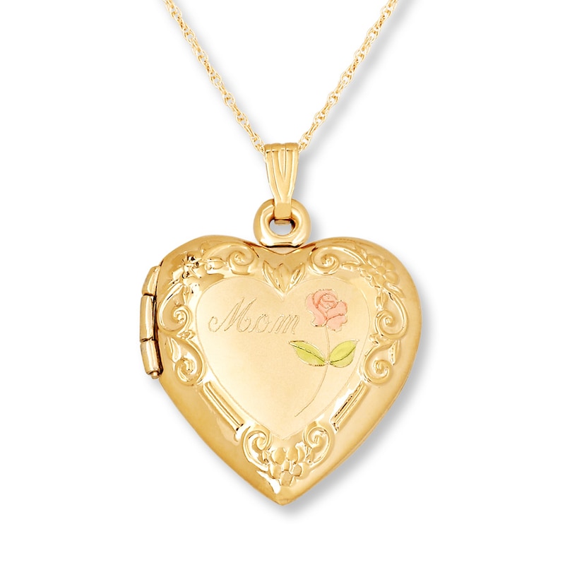 Main Image 1 of &quot;Mom&quot; Heart Locket 14K Yellow Gold 18&quot;