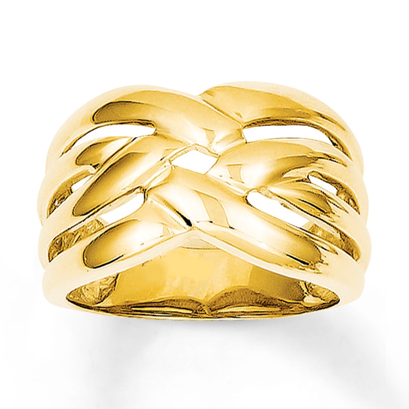 Main Image 1 of Woven Texture Dome Ring 14K Yellow Gold