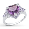 Thumbnail Image 1 of Amethyst Heart Ring Tanzanites & Diamonds 10K White Gold
