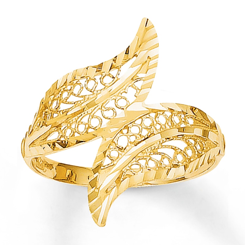 Main Image 1 of Filigree Leaf Ring 14K Yellow Gold