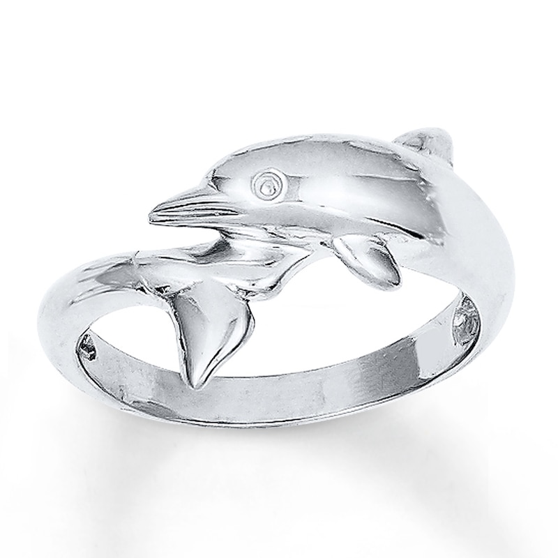 Main Image 1 of Dolphin Ring 14K White Gold