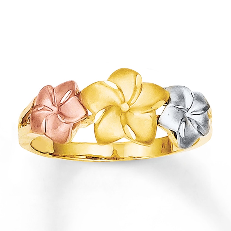 Main Image 1 of Plumeria Ring 14K Tri-Color Gold