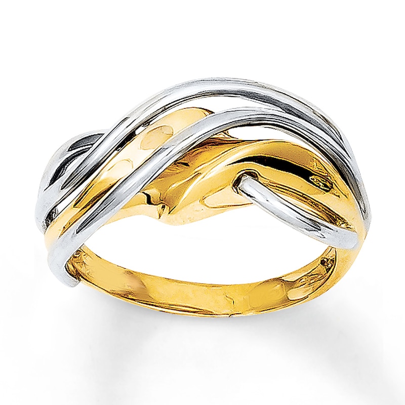 Dome Wave Ring 14K Two-Tone Gold with 360