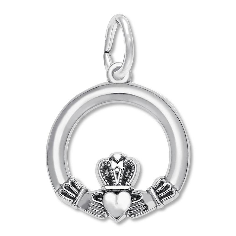 925 Sterling Silver Mini Antiqued Claddagh Charm and Pendant 