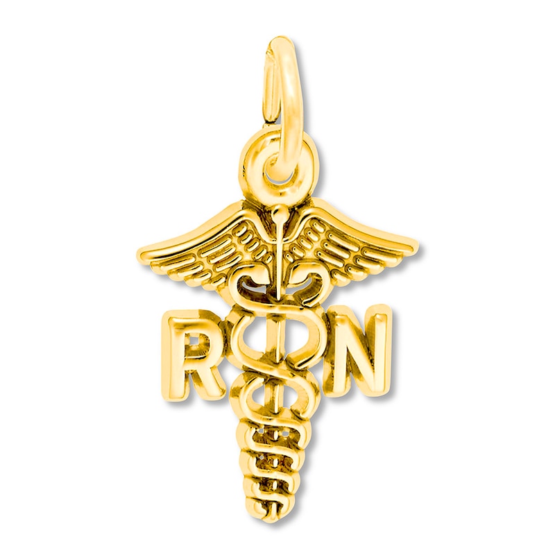 Main Image 1 of RN Caduceus Charm 14K Yellow Gold