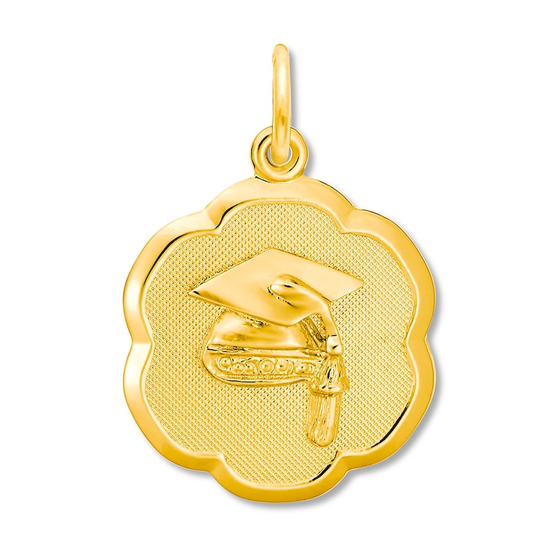 K&C 14k Yellow Gold Graduation Cap Charm on a 14K Yellow Gold Carded Rope Chain Necklace 
