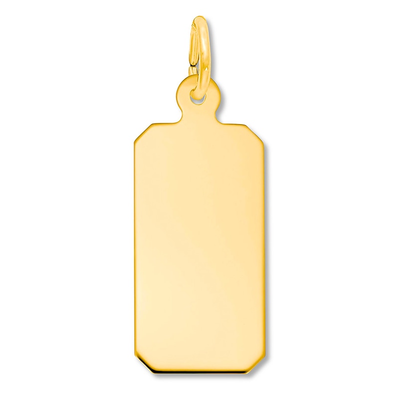 Dog Tag Charm 14K Yellow Gold