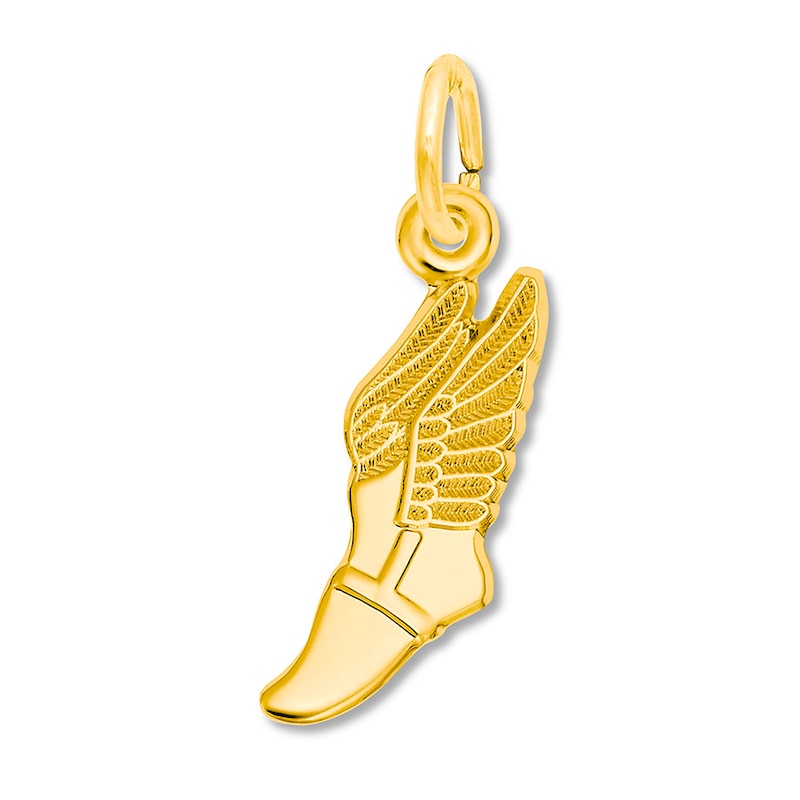 Winged Key Necklace 14K Yellow Gold w/ Platinum