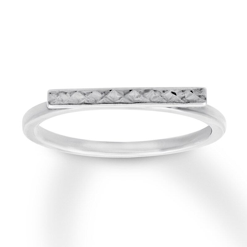 Textured Bar Ring 10K White Gold