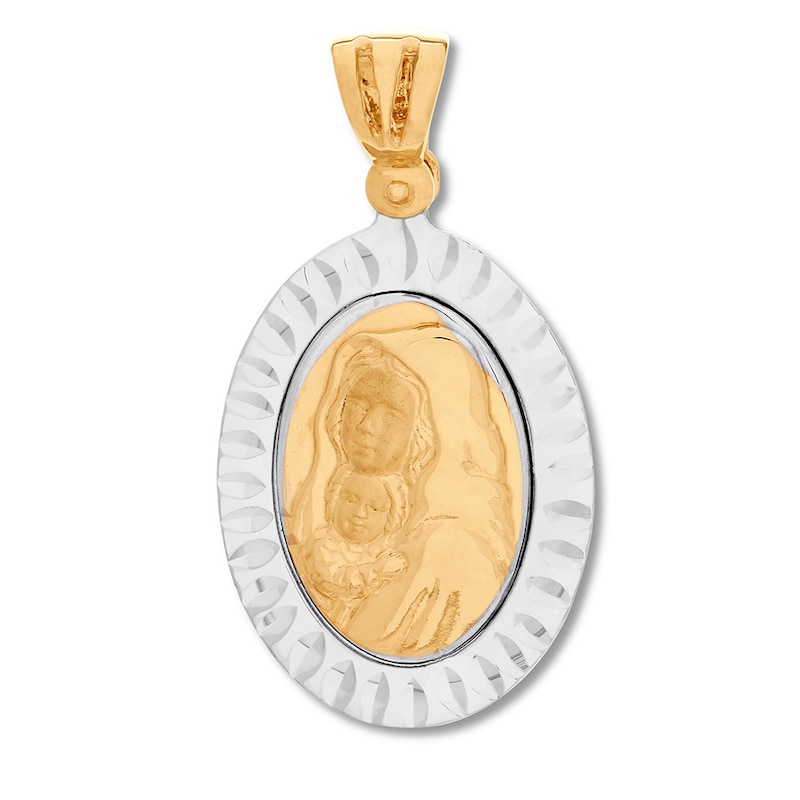 Mary and Jesus Pendant 10K Two-Tone Gold