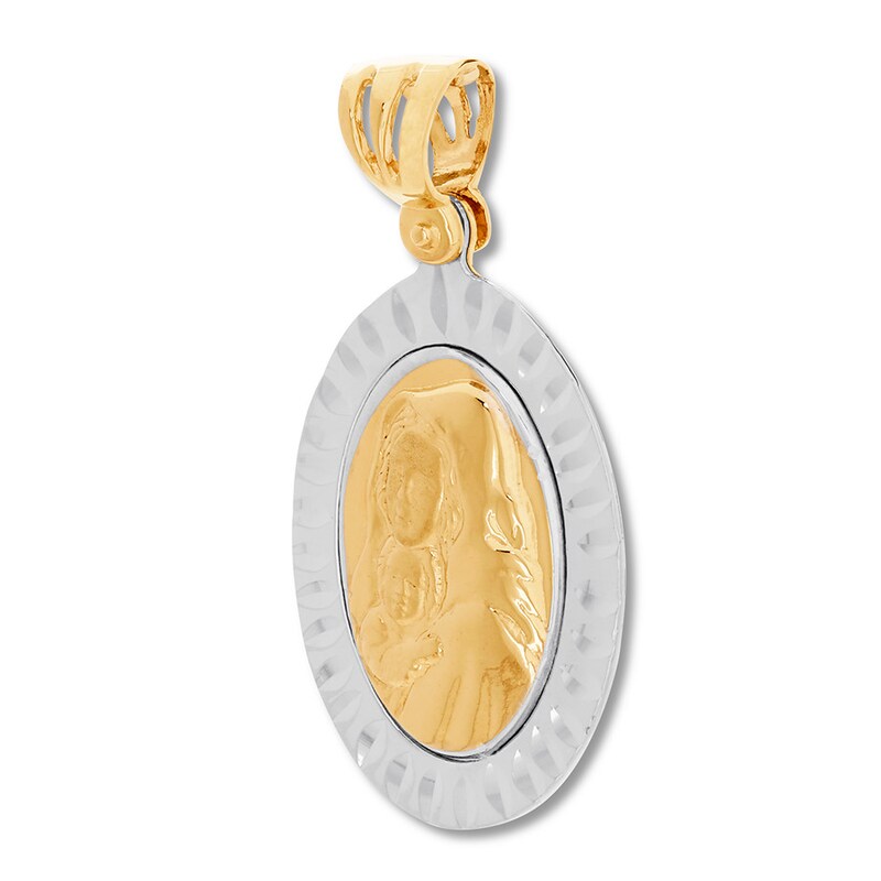 Mary and Jesus Pendant 10K Two-Tone Gold