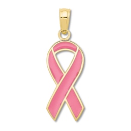 Ribbon Charm 14K Yellow Gold/Pink Enamel