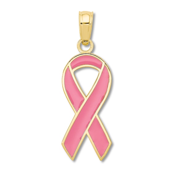 Ribbon Charm 14K Yellow Gold/Pink Enamel