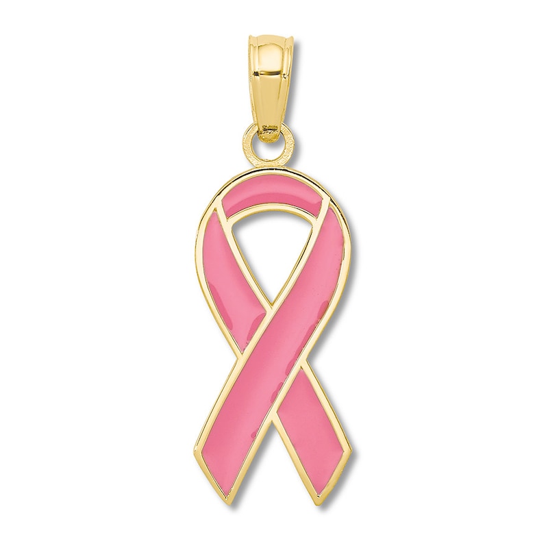 Ribbon Charm 14K Yellow Gold/Pink Enamel